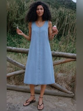 Thread & Supply Light Blue Sleeveless Midi Dress - Feminine Summer A-Line